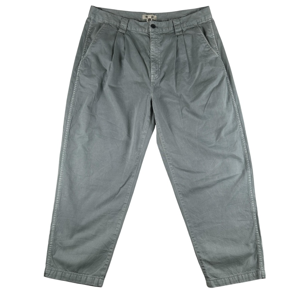 Madewell Pants Mens 33 Green Pleated Hutson Chino Relaxed Tapered Twill Casual